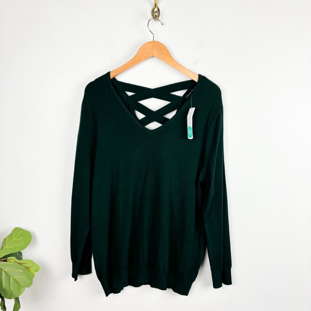 NWT Love Ellie Stitch Fix Green V-Neck Sweater Sz 1X